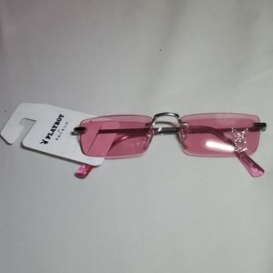 Playboy×Pacsun pink square rimless sunglasses